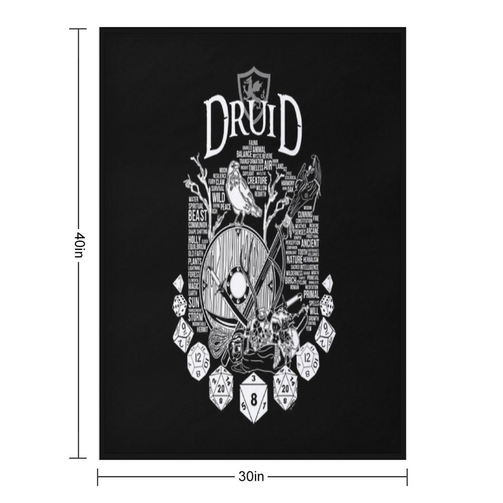 RPG Class Series Druid - White Version Gift-ready Throw Blanket