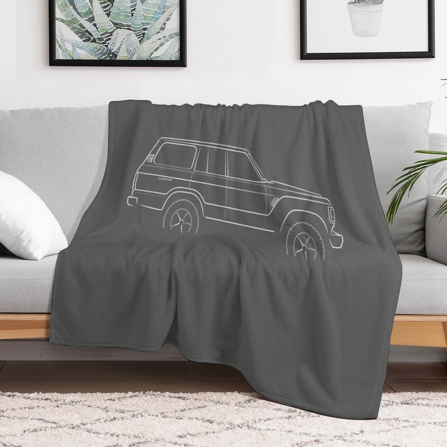1983 Toyota Land Cruiser 60 Series - Profile Stencil, White Eco-conscious Throw Blanket