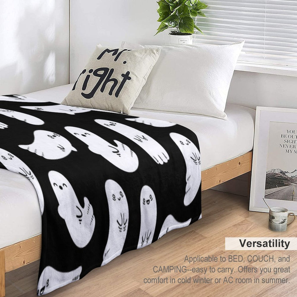Cute And Spooky Black And White Ghosts Eco-conscious Throw Blanket