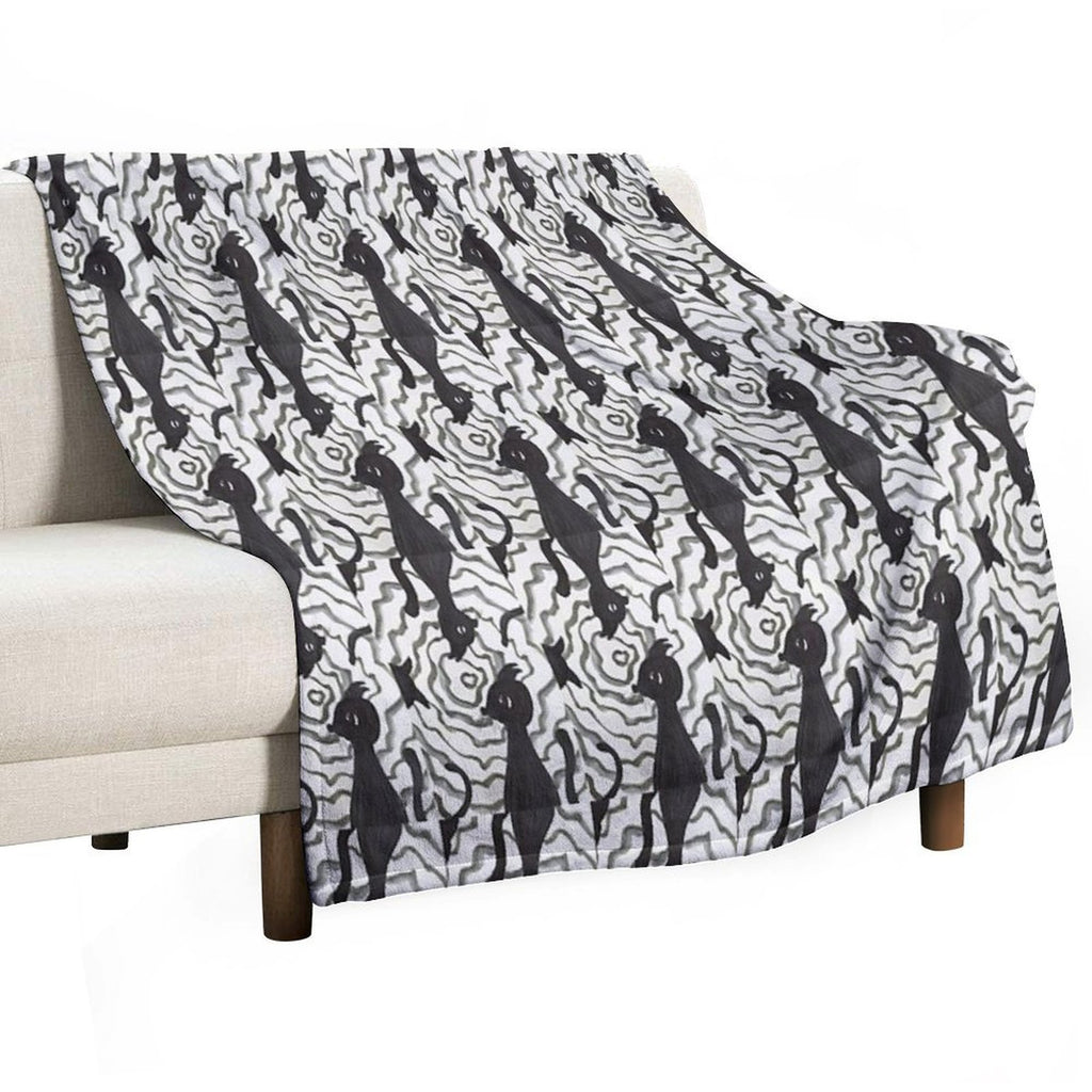 BLACK CAT・18 Machine-washable Throw Blanket