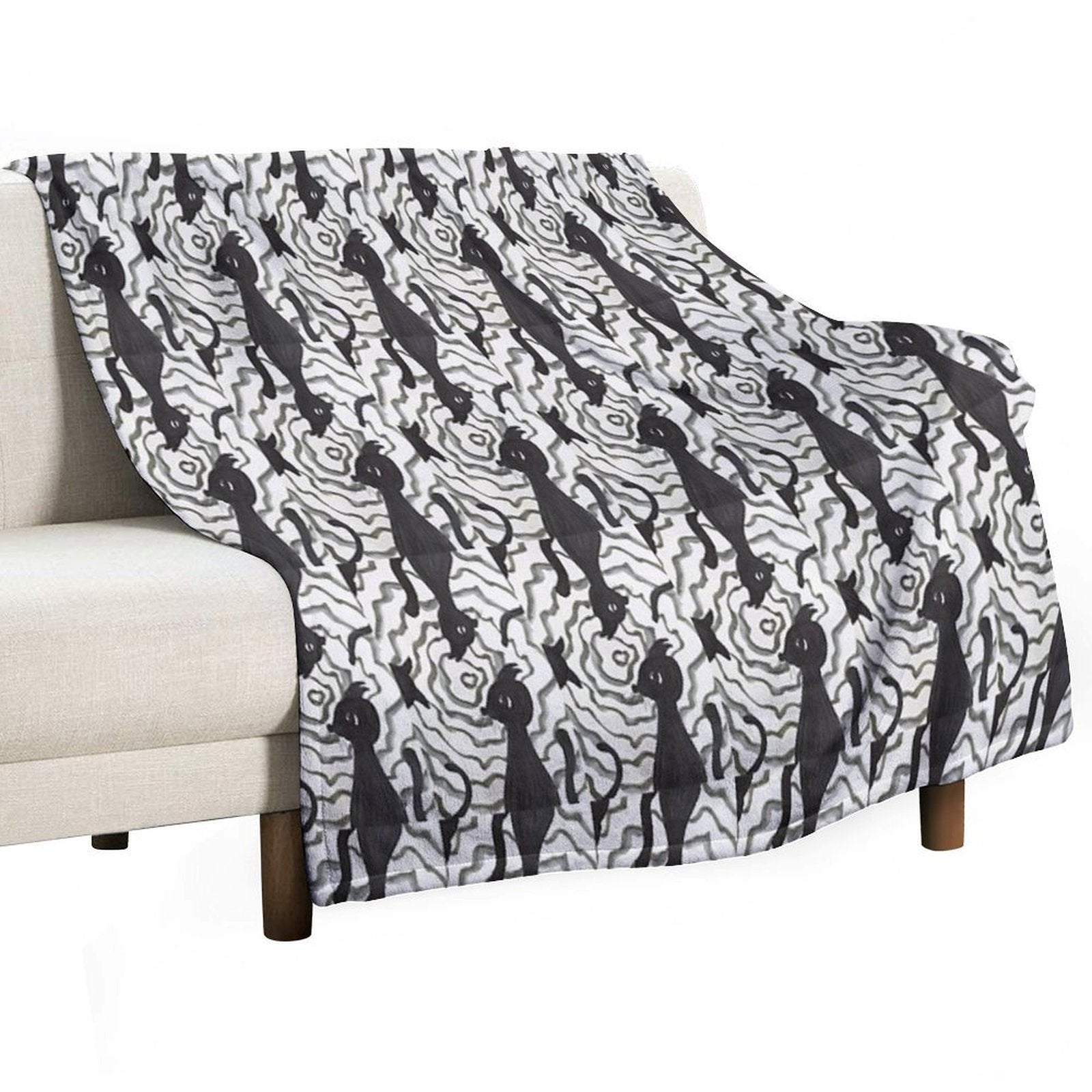 BLACK CAT・18 Machine-washable Throw Blanket