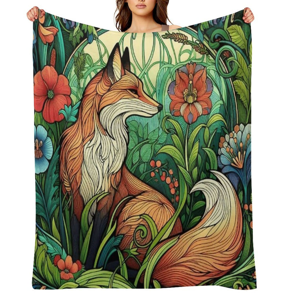 Art Nouveau Fox Compact Throw Blanket