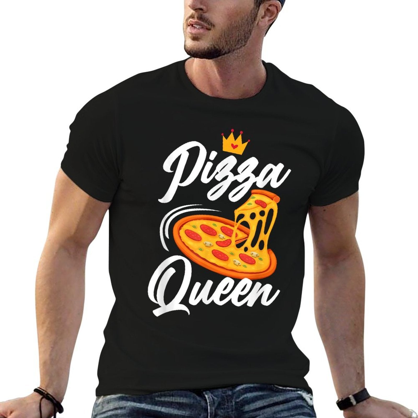 Women Pizza Queen Girl Loves Pizza Funny Pizza Lover  Stretchy T-Shirt