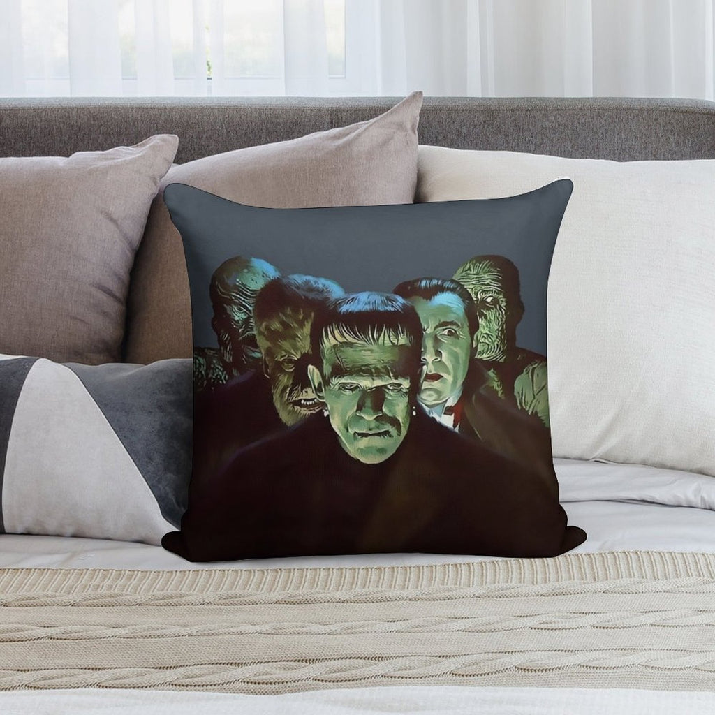 Gang of Monsters Soft Short Plush Fabric Throw Pillow