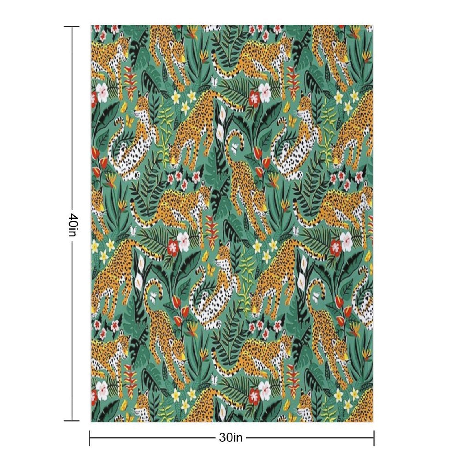 Dancing Jaguar Jungle - Green All-season Throw Blanket
