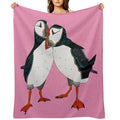 Puffin Pair Pink Sustainable Throw Blanket
