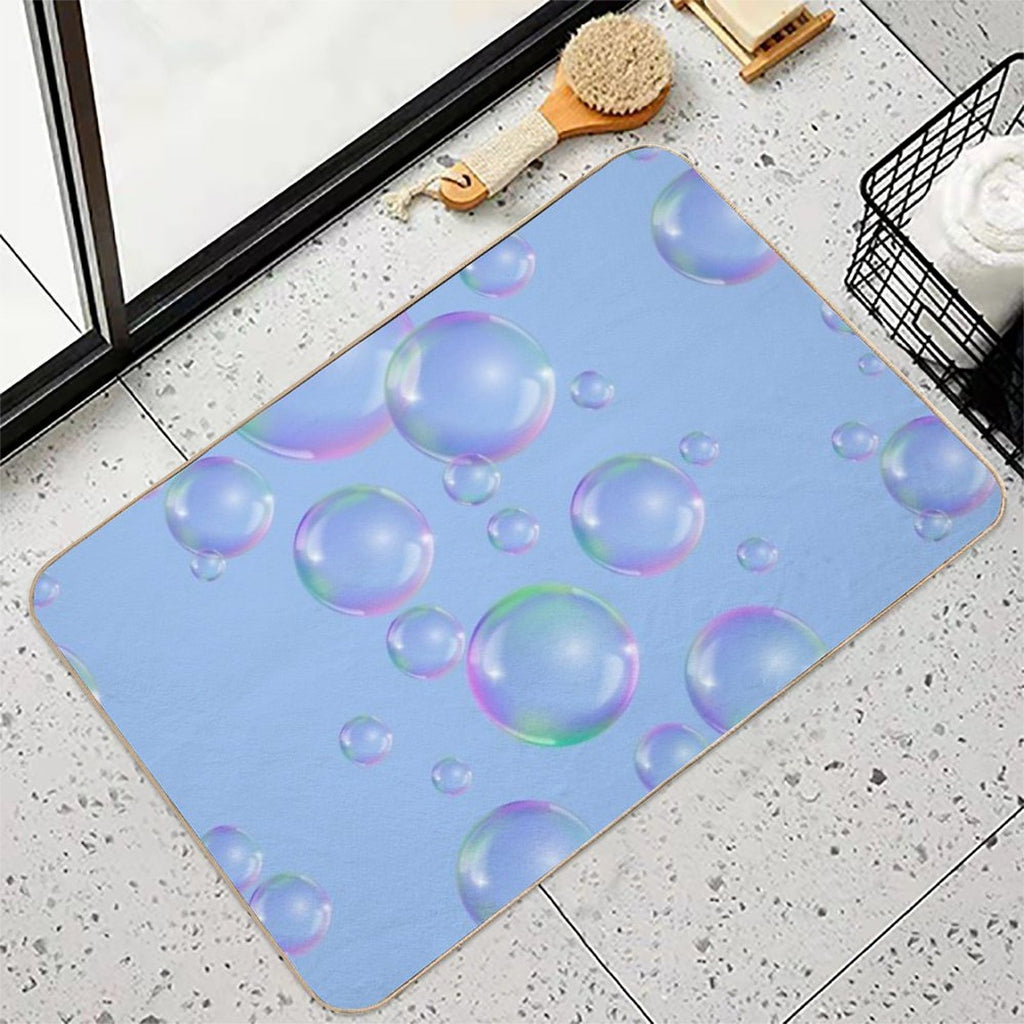 Colorful Bubbles Pattern - Light Blue Background  Odorless Bath Mat