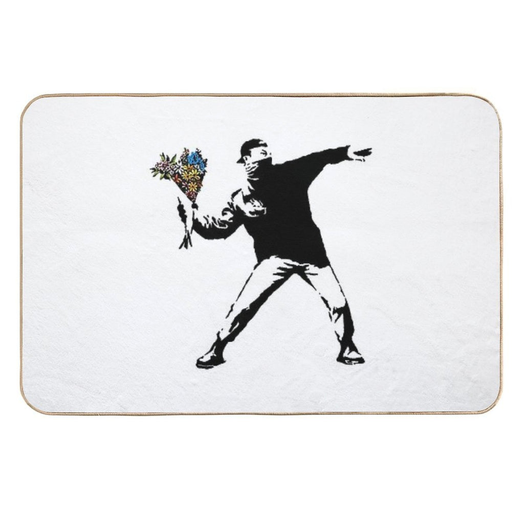 Banksy Rage Flower Thrower  Stain-Proof Bath Mat