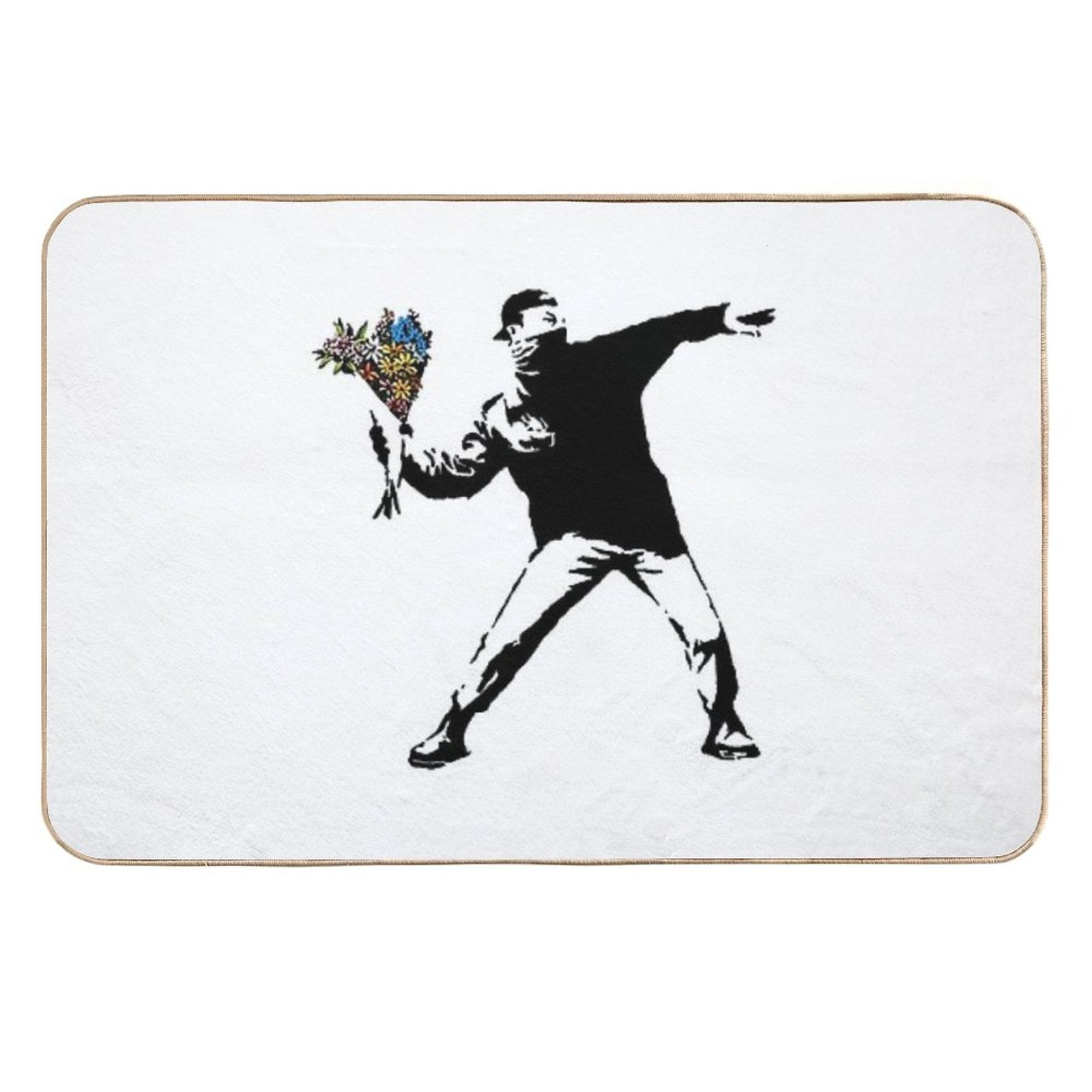 Banksy Rage Flower Thrower  Stain-Proof Bath Mat