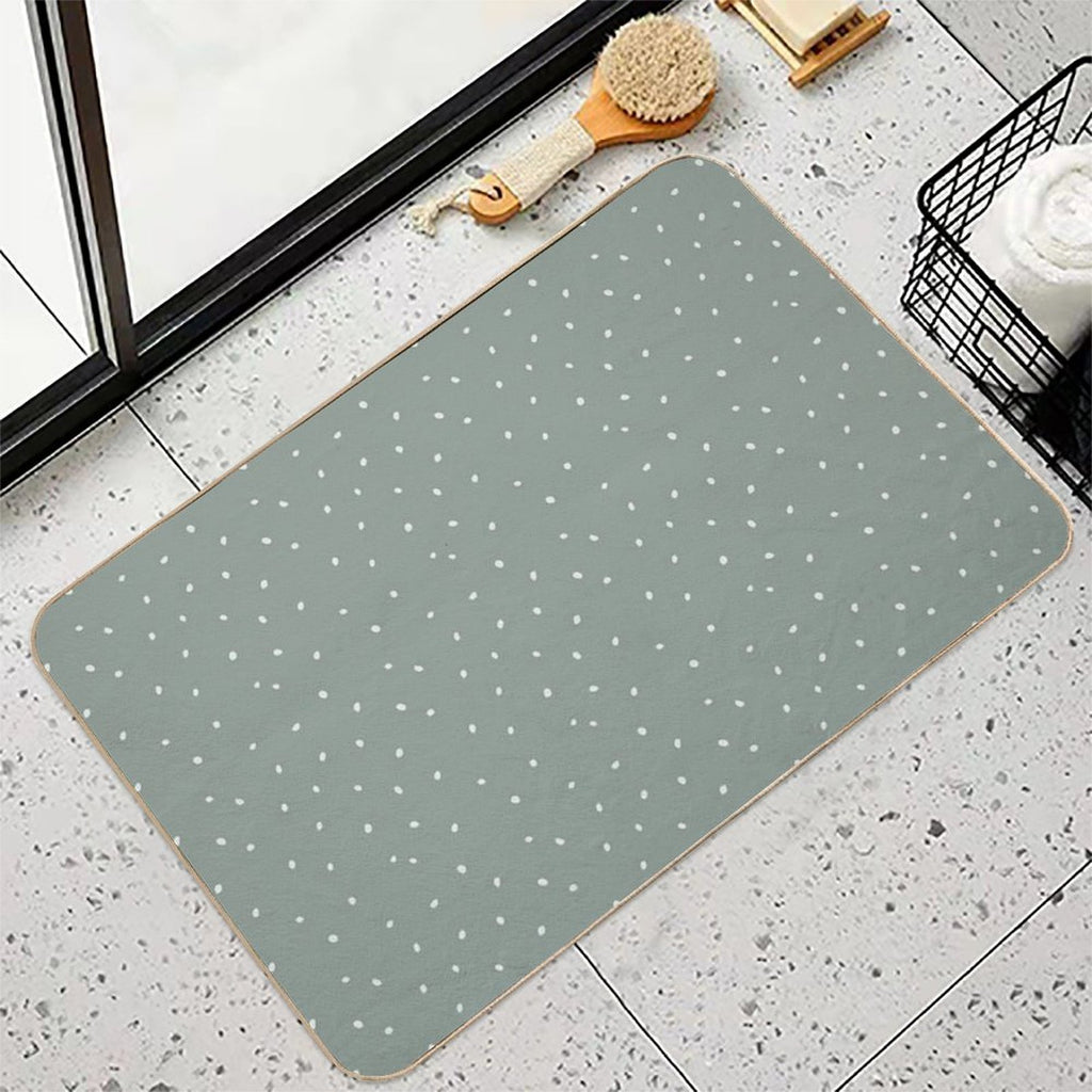 Scattered Dots in Mountain Green  Non-Slip Bath Mat