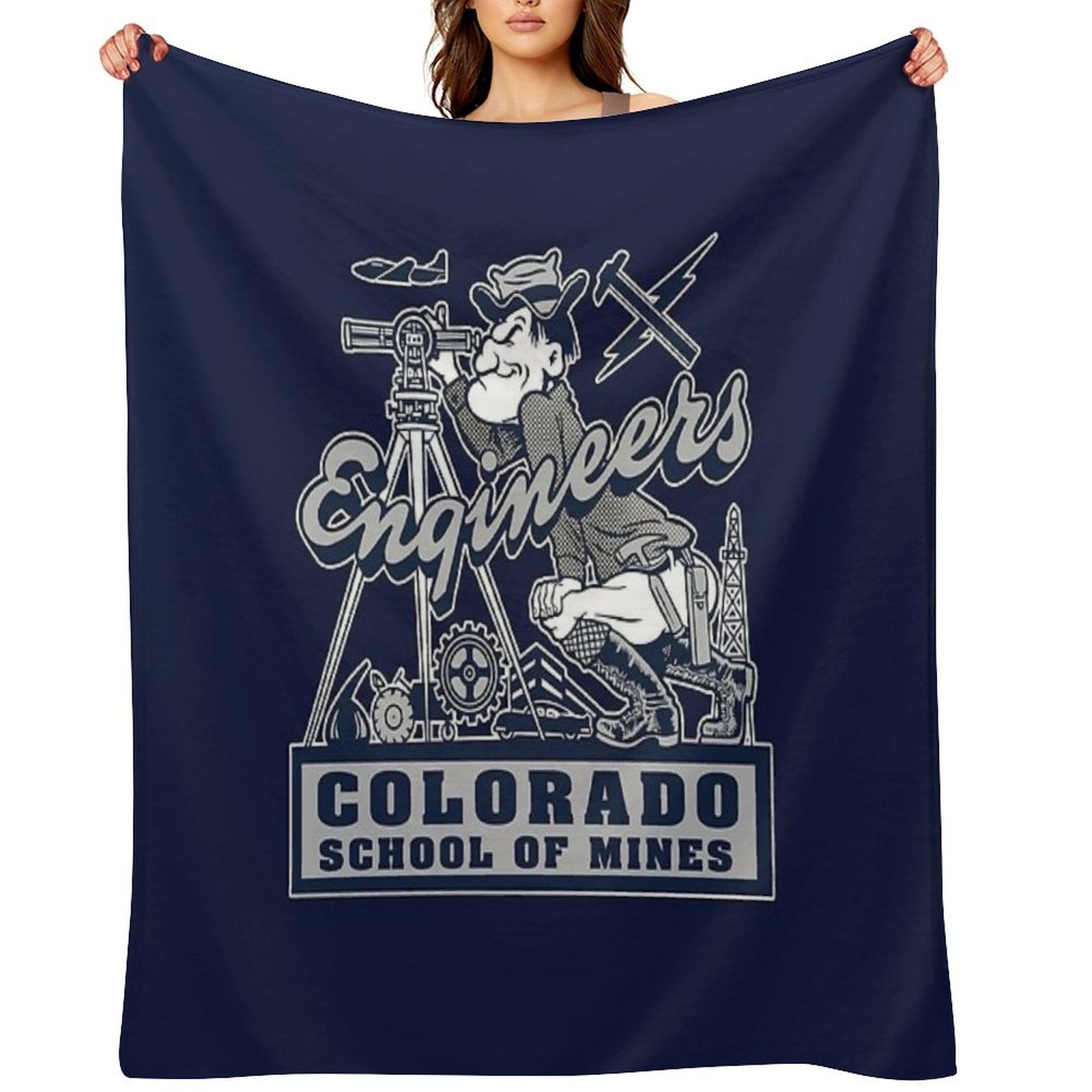 Vintage Colorado School of Mines Engineering Electrical Mechanical Chemical T-Shirt Multi-functional Throw Blanket