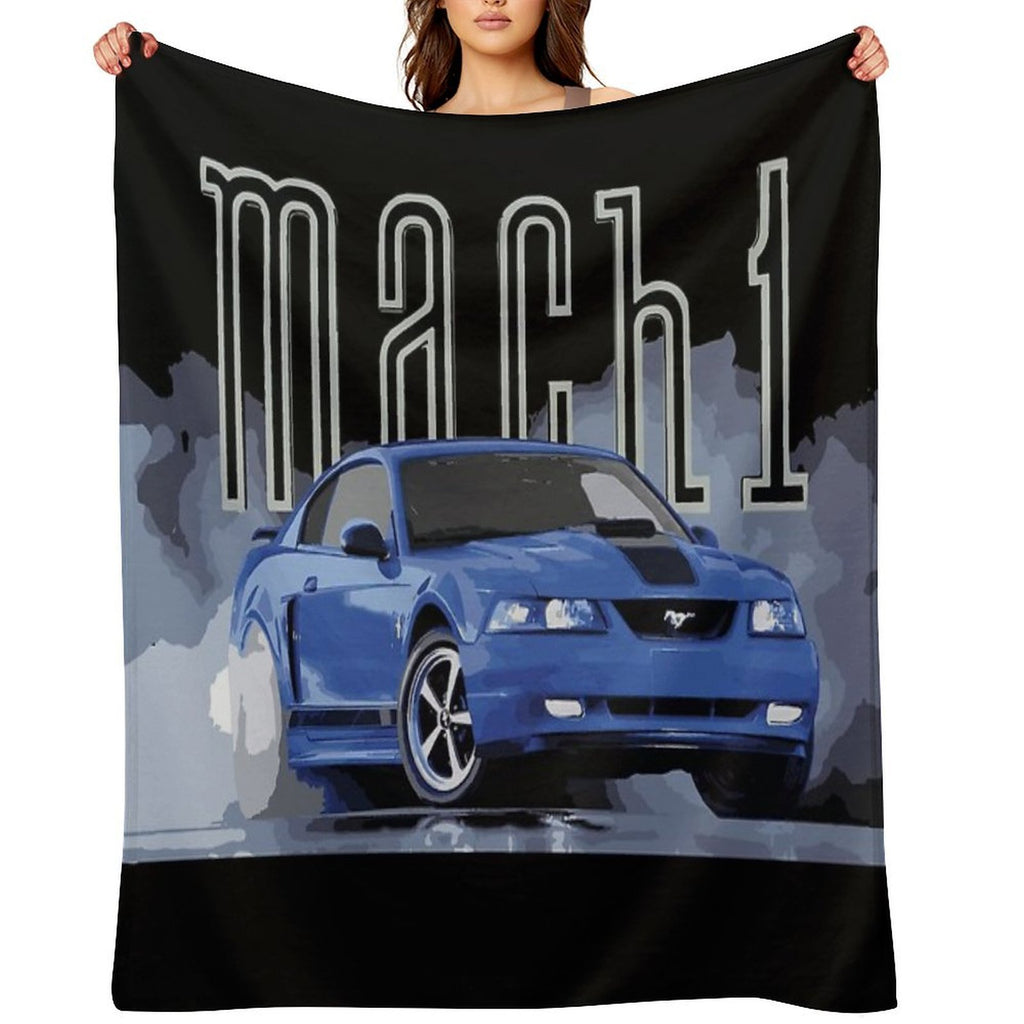 Azure Blue Mach 1 Sn95 Mustang GT 4.6L V8 4th Gen RETrO USA Premium Throw Blanket