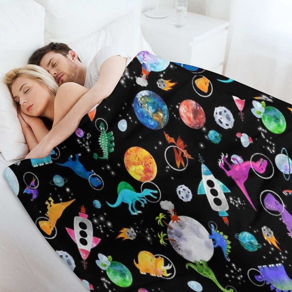 Dinosaur Astronauts In Outer Space Anti-pilling Throw Blanket