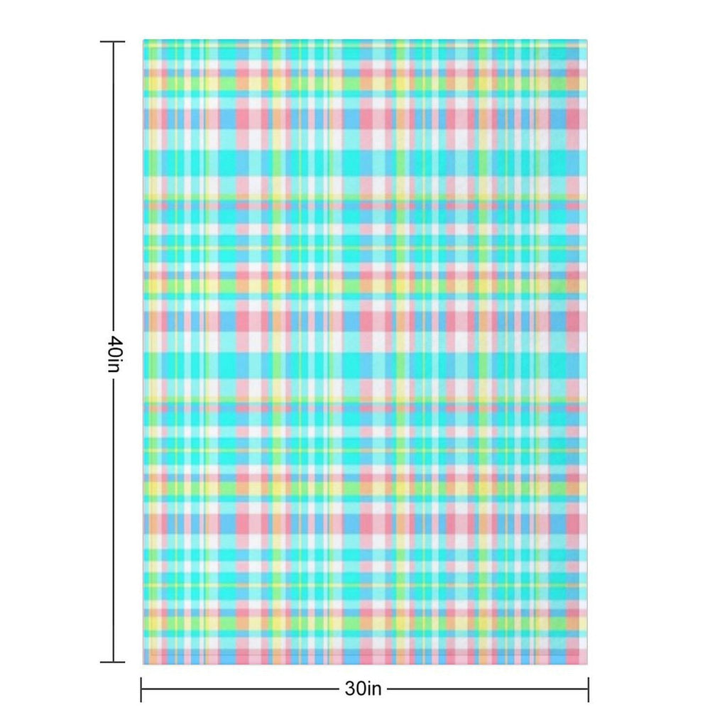 Pastel Aqua Blue Pink Yellow Plaid Spring Preppy Travel-friendly Throw Blanket