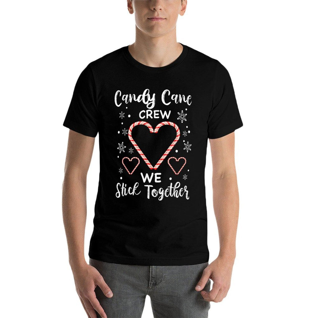 Christmas Candy Cane Crew Heart Holiday Family Candy Pajama  Quick-drying T-Shirt