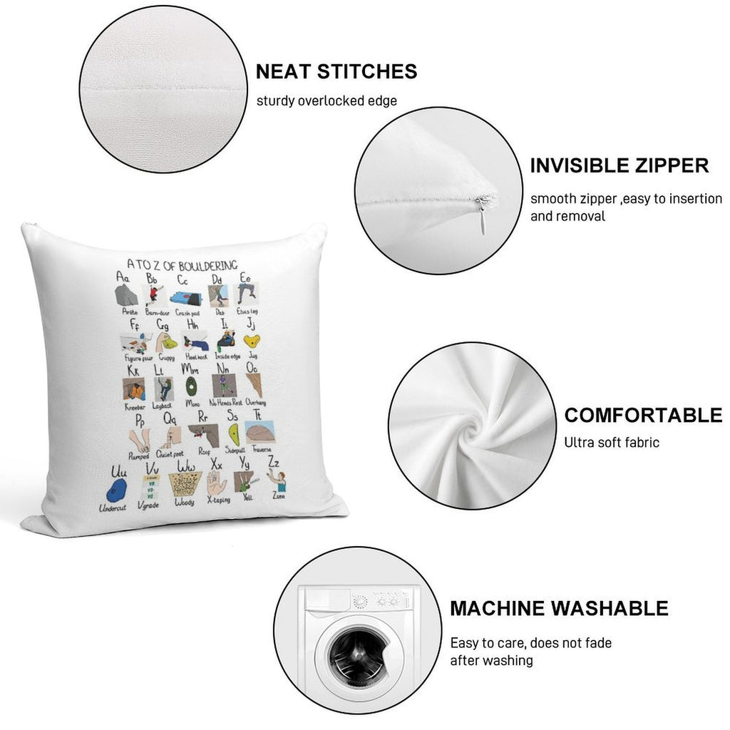 A to Z of Bouldering Soft Home Decor Throw Pillow