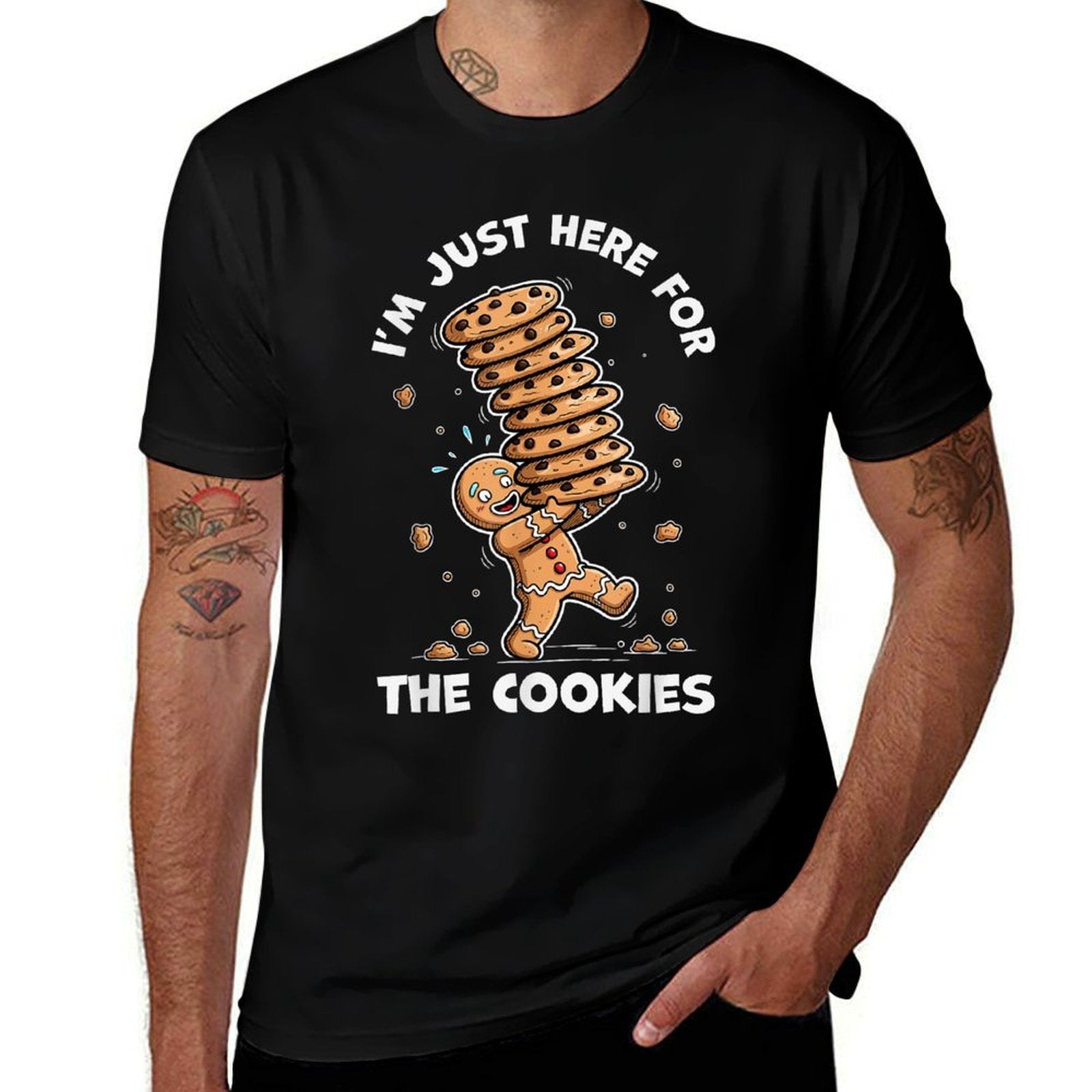 Im Just Here for The Cookies Gingerbread Christmas Kids Boys  Fade-proof Color T-Shirt