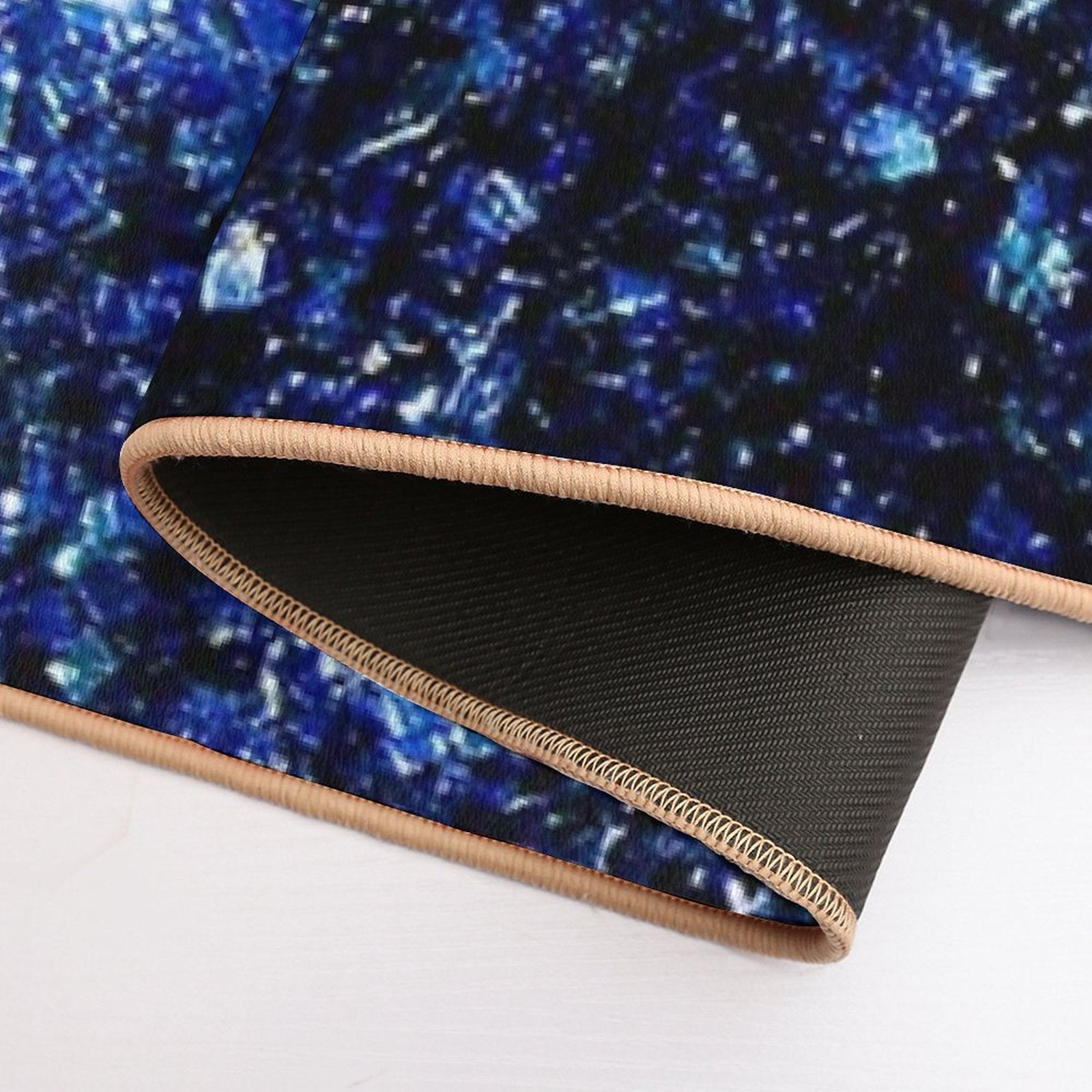 Dark Blue Faux Glitter Sparkles (Photo of Glitter - Not Reflective)  High-Traffic Bath Mat