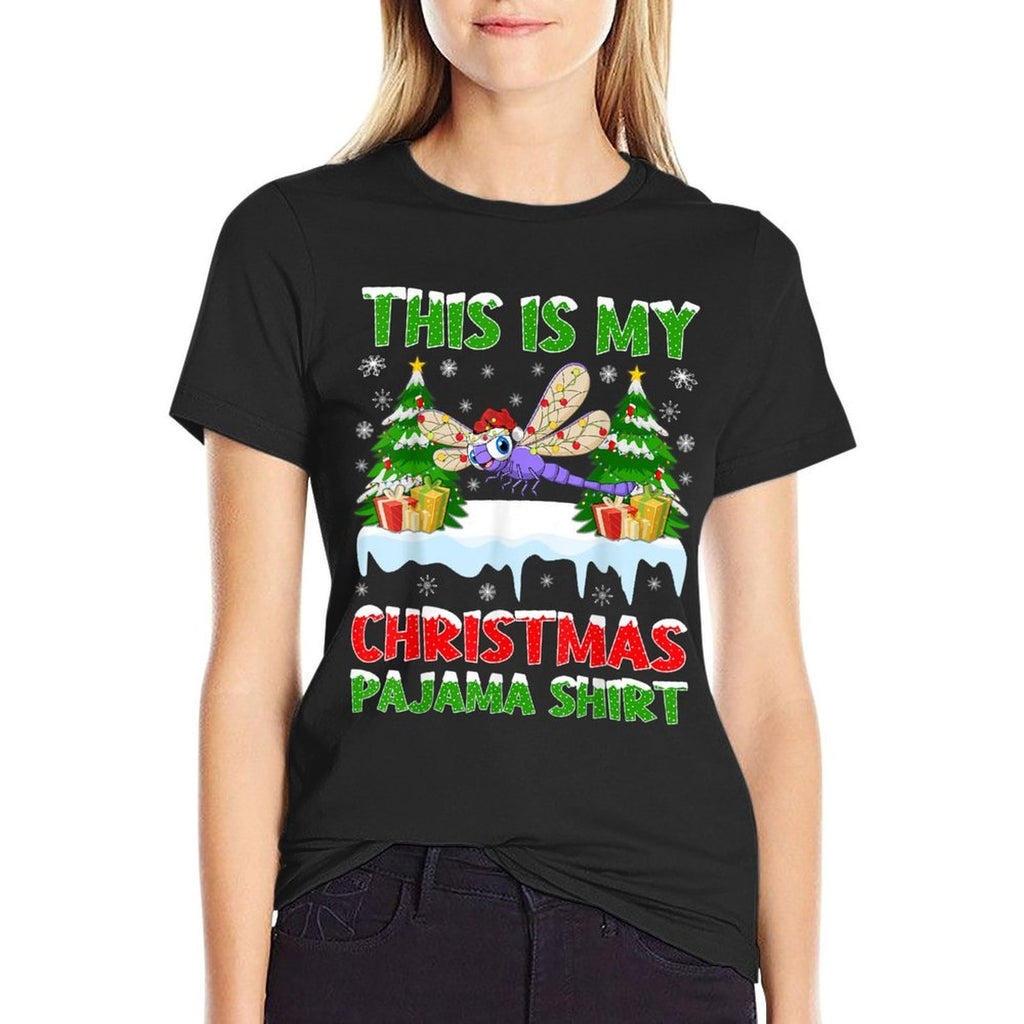Funny This Is My Christmas Pajama Dragonfly Christmas  Summer-ready Fabric T-Shirt