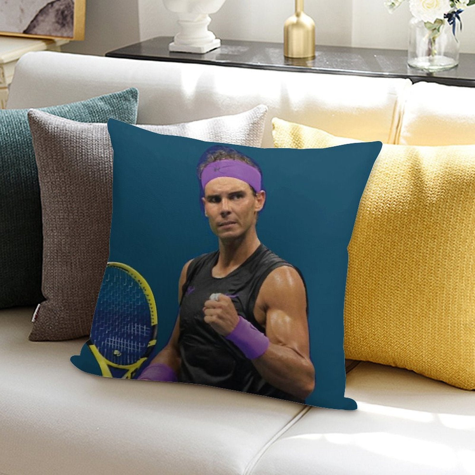 Rafael Nadal Soft Short Plush Fabric Throw Pillow