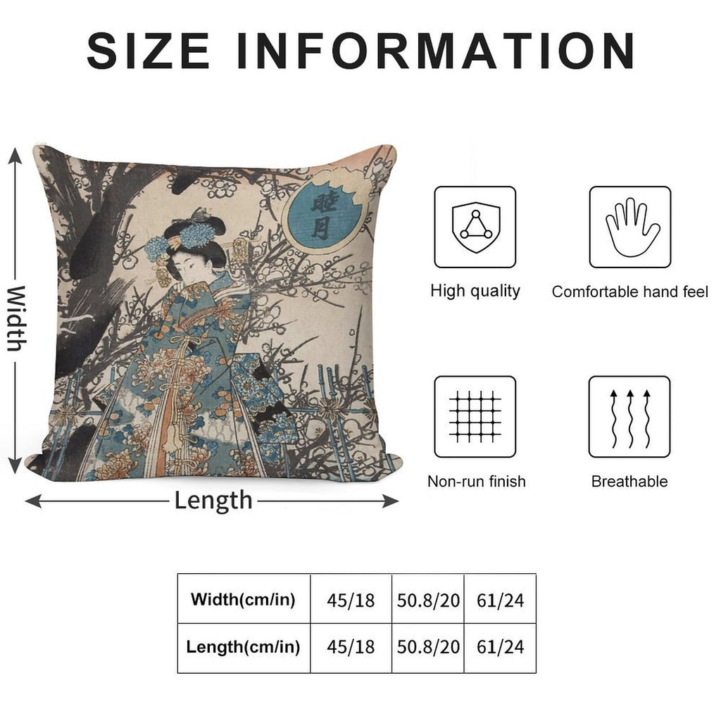 Classic Vintage Ukiyo-e Japanese Art Geisha Portrait Soft Gift Ready Throw Pillow
