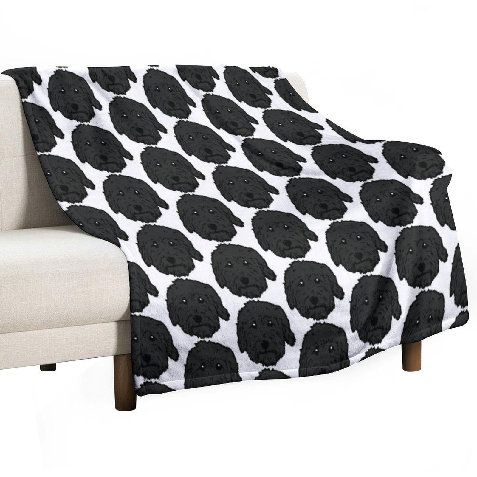 Charcoal Poodle - Dark Gray Goldendoodle! Black Labradoodle! Adorable Doodle Teddy Bear Dog - in Chocolate Brown, Dark Brown Dog All-season Throw Blanket