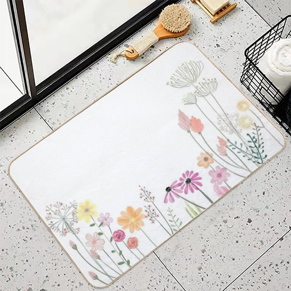Watercolor Flowers  Easy To Clean Bath Mat