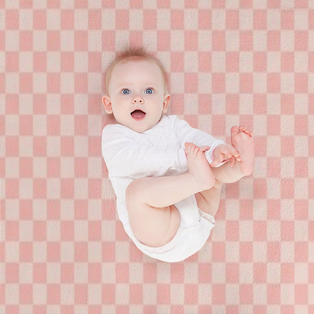 Check VII - Pink Eco-conscious Throw Blanket
