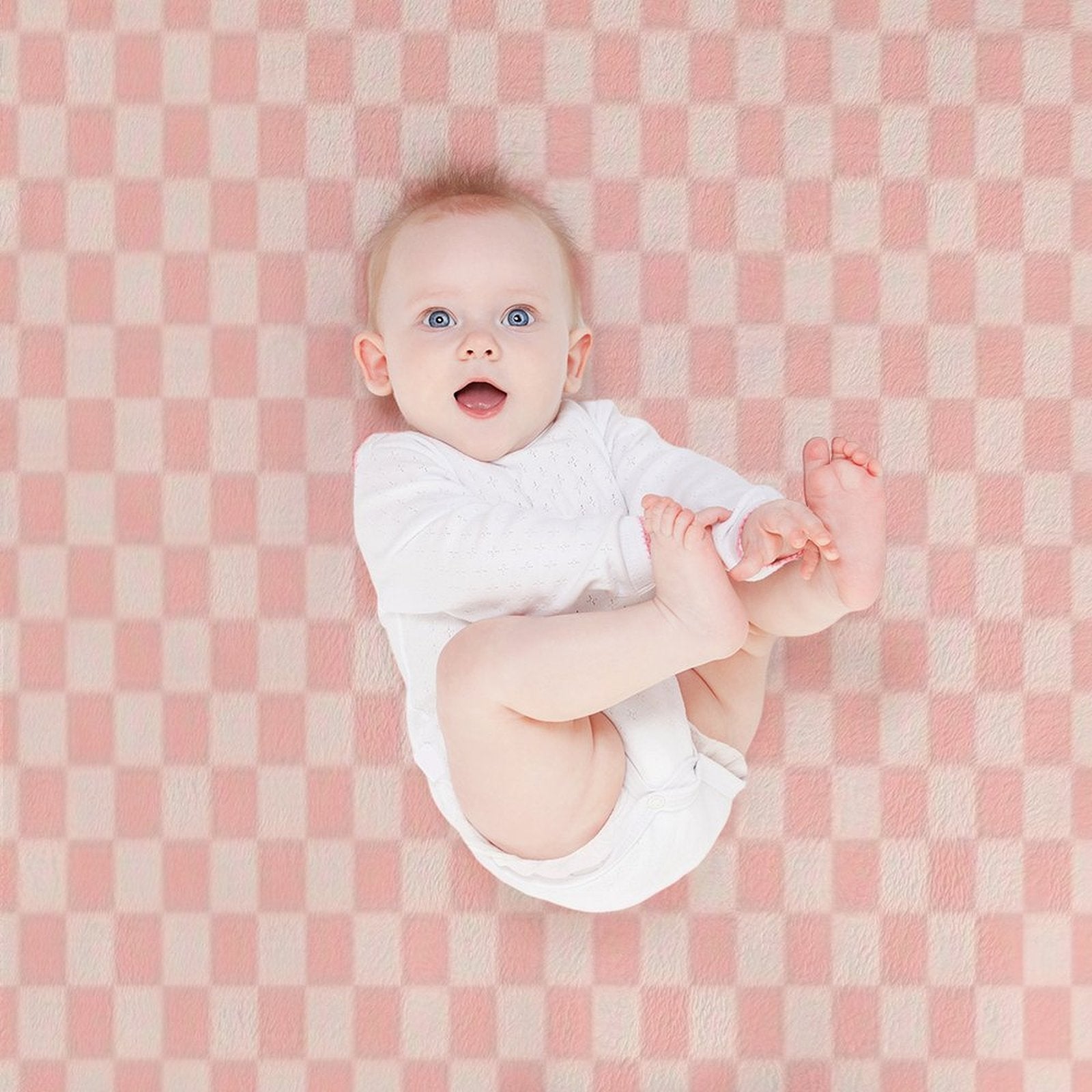 Check VII - Pink Eco-conscious Throw Blanket