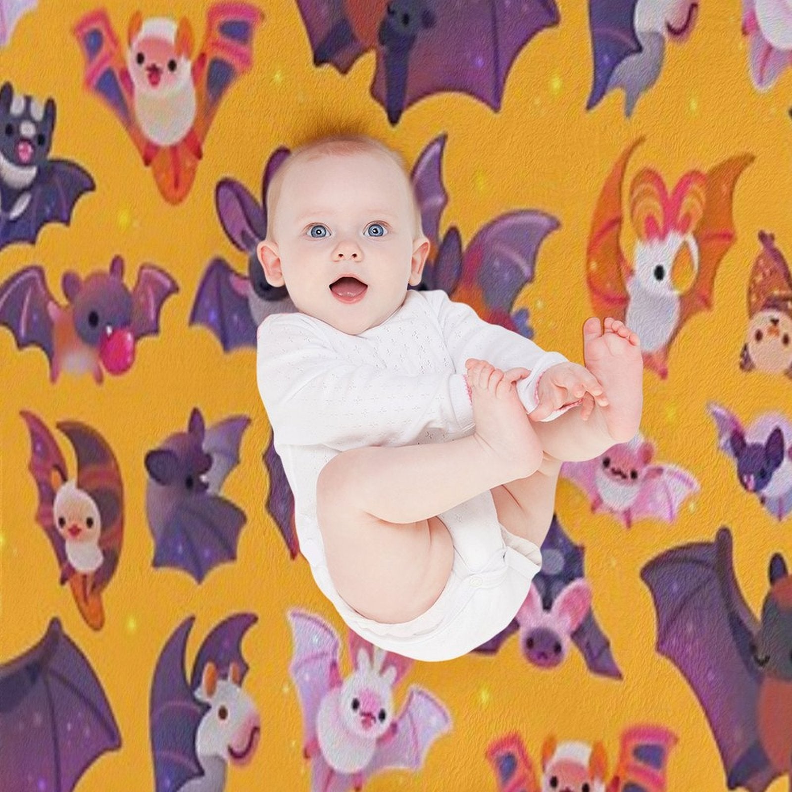Bat - Yellow Velvety-soft Throw Blanket