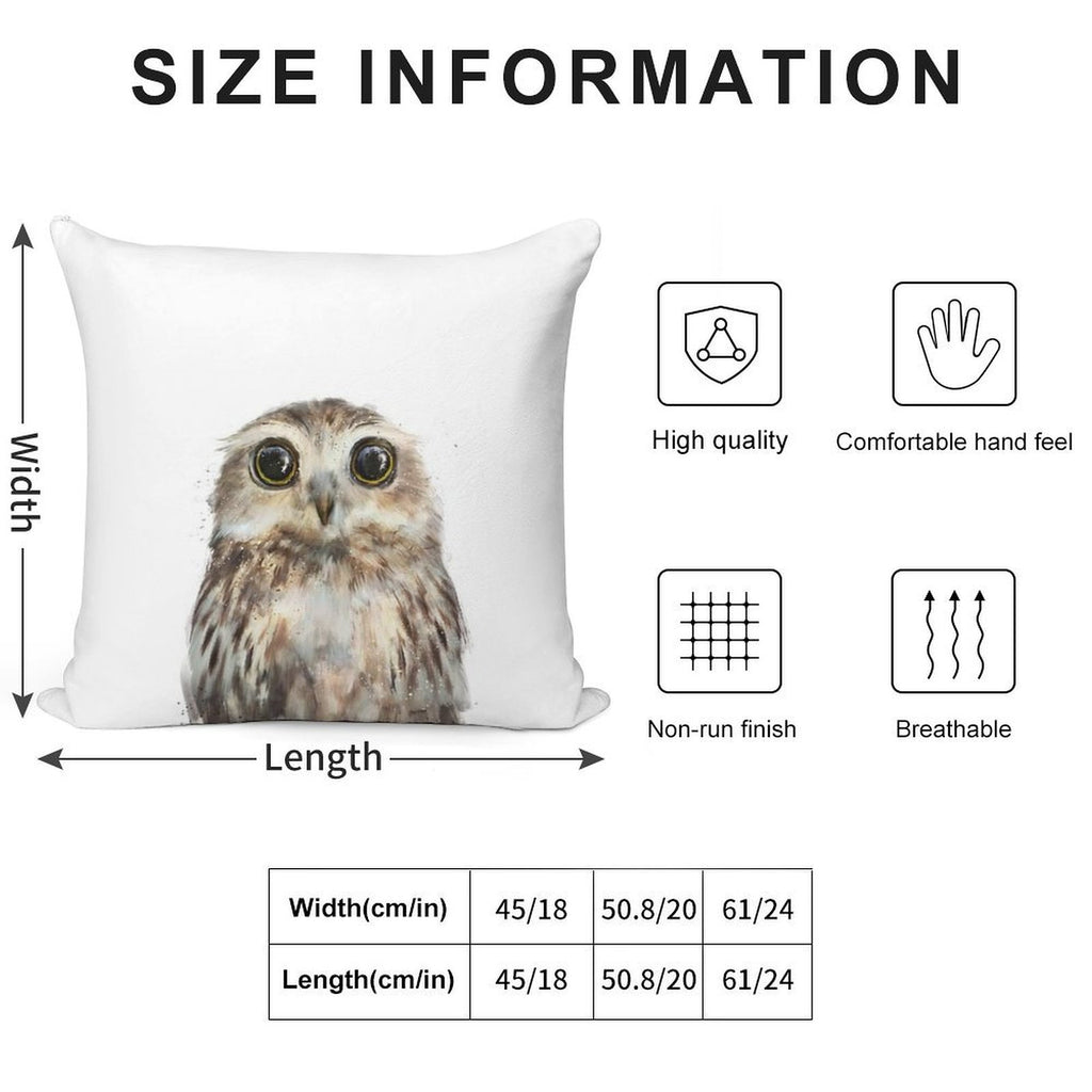 Little Owl Soft Washable Throw Pillow