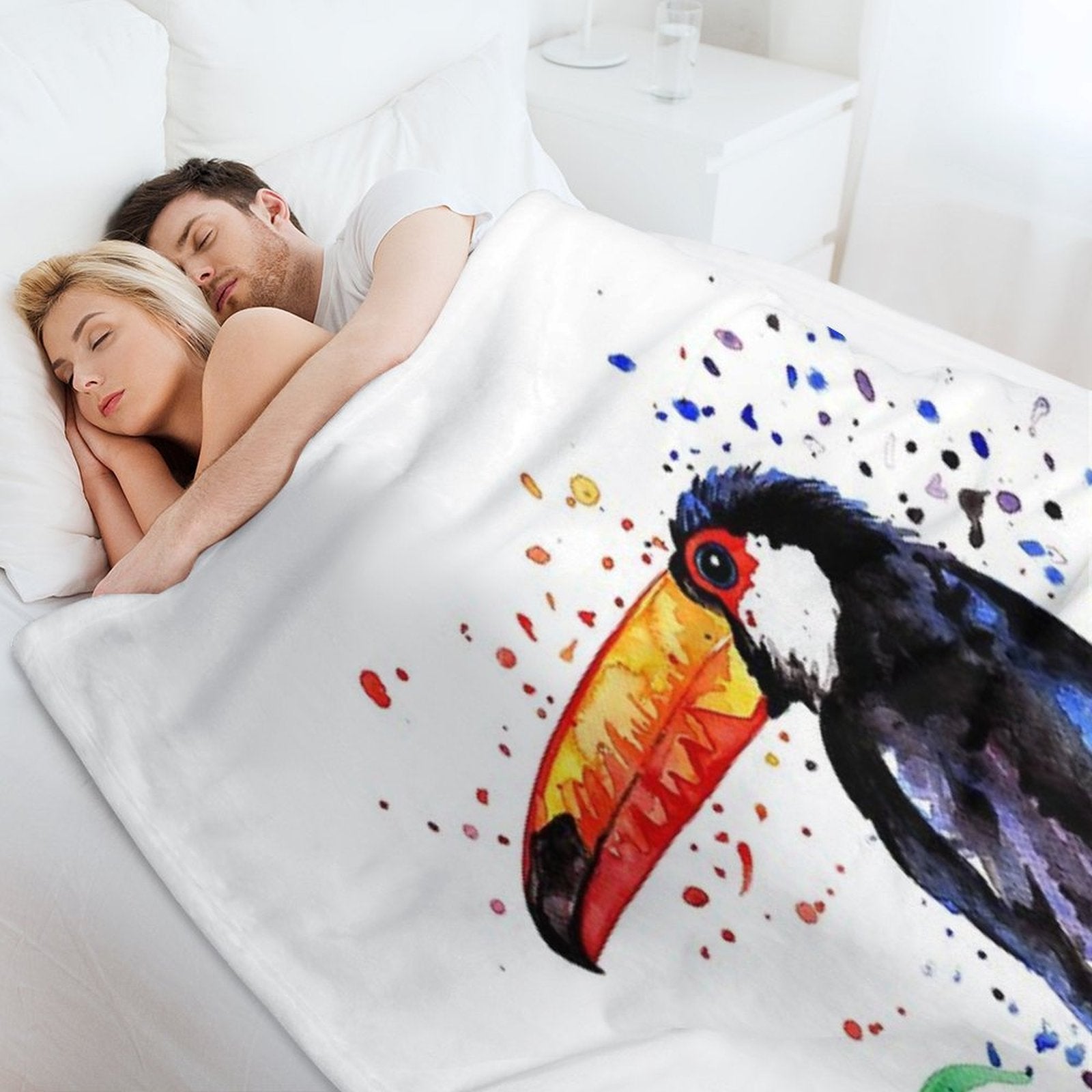Toucan of French Guiana - Watercolor Machine-washable Throw Blanket