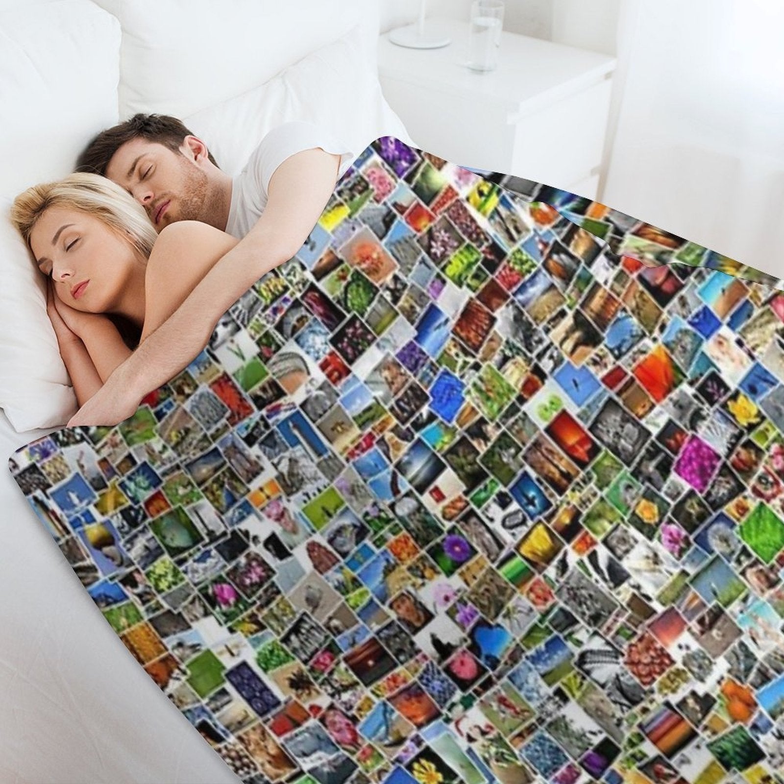 Art Abstract Retro Pattern Colorful Patchwork of Photos Gift-ready Throw Blanket