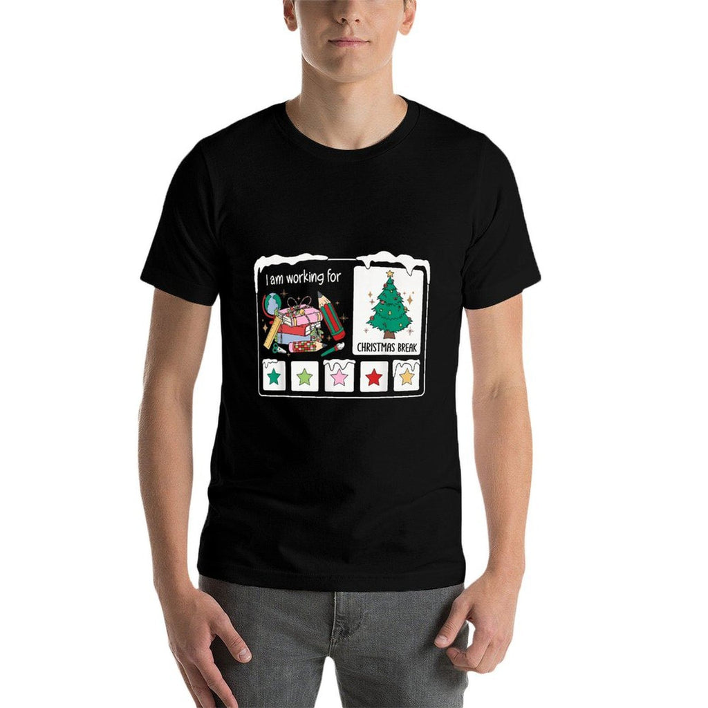 I Am Working for Christmas Break 5 Stars Xmas Tree Teacher  Slim-fit Cut T-Shirt