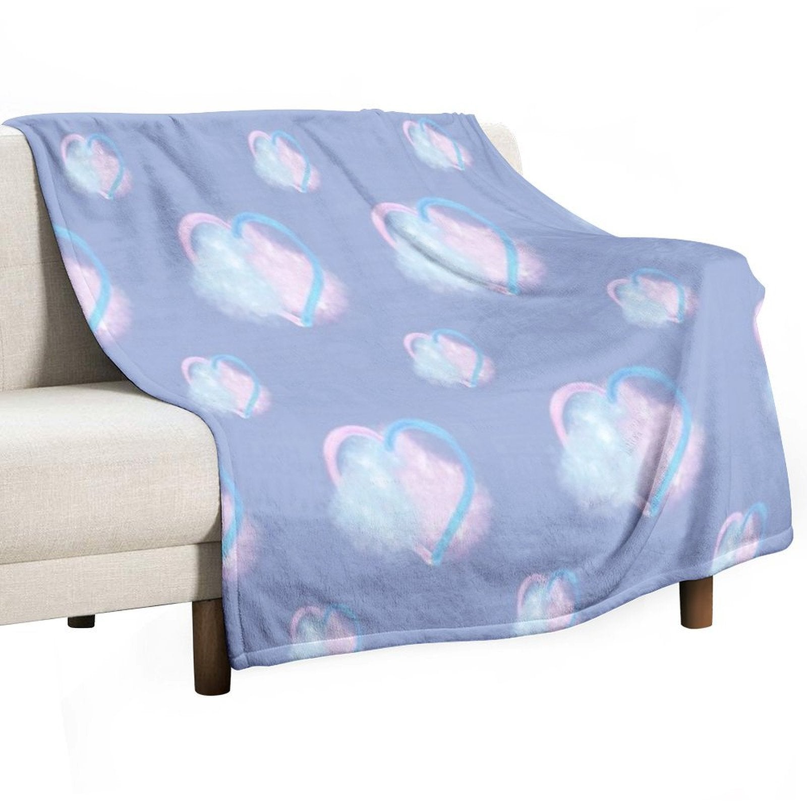 Lover Clouds on Blue Background Duo Size Gift-ready Throw Blanket