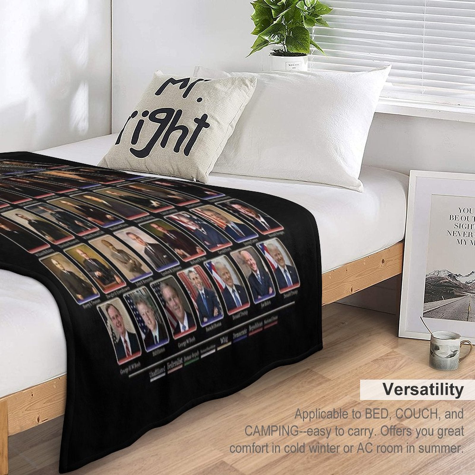 47 Presidents of The United States List (Updated - Including Trump) Premium Throw Blanket