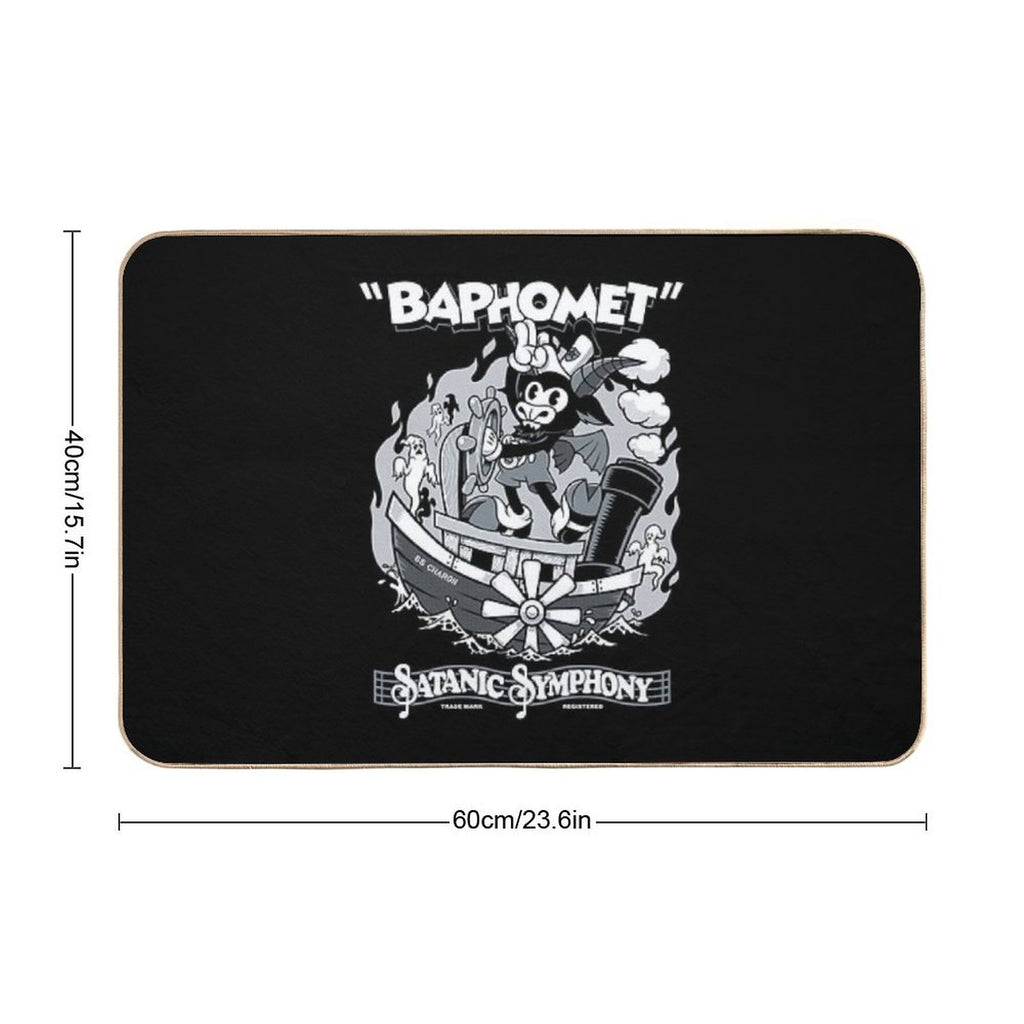 Vintage Cartoon Baphomet - Steamboat Baphy - Occult - Satanic Symphony  Fade-Resistant Bath Mat