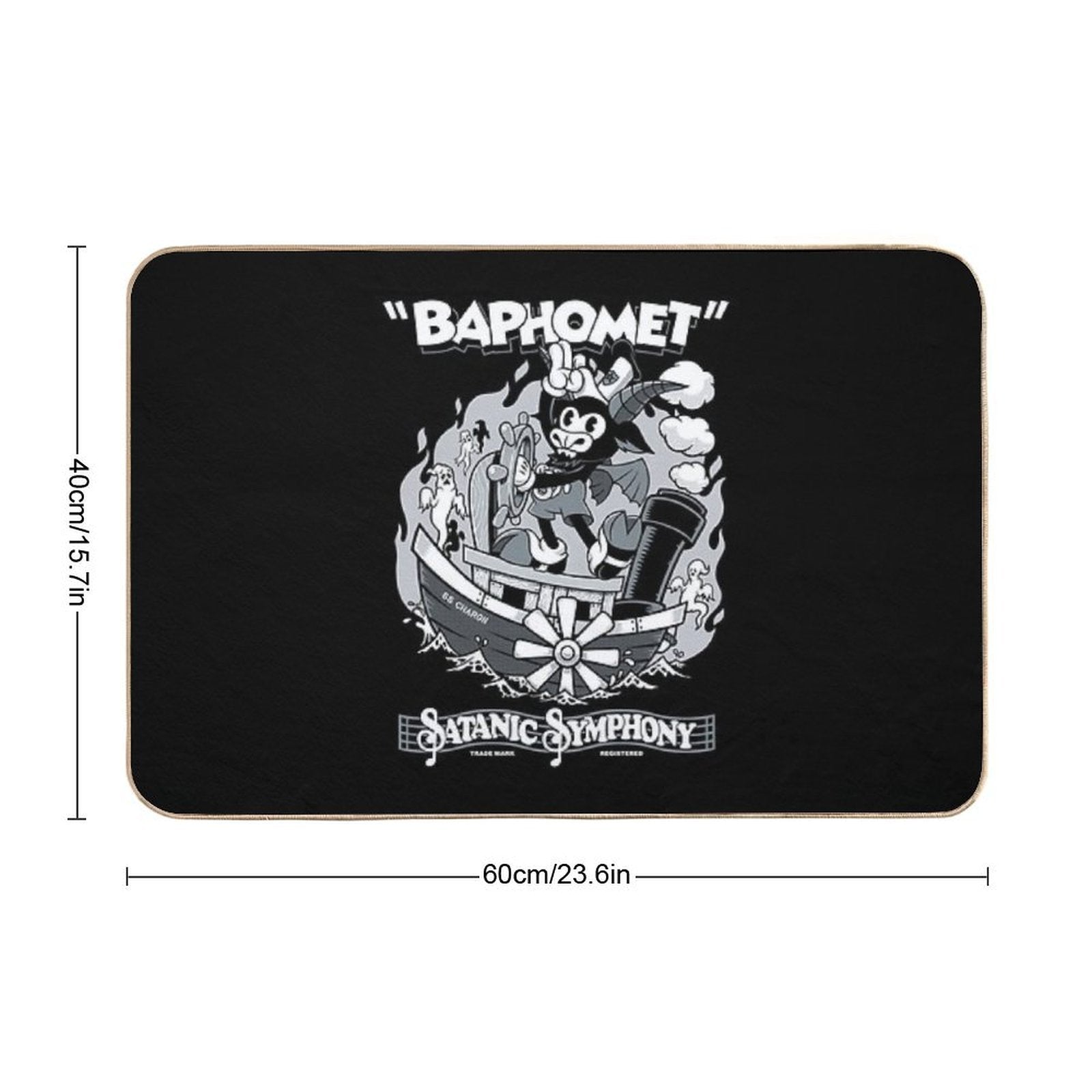 Vintage Cartoon Baphomet - Steamboat Baphy - Occult - Satanic Symphony  Fade-Resistant Bath Mat