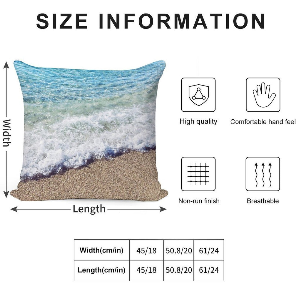 Ocean Blue Shore Waves Soft Reinforced Edging Throw Pillow