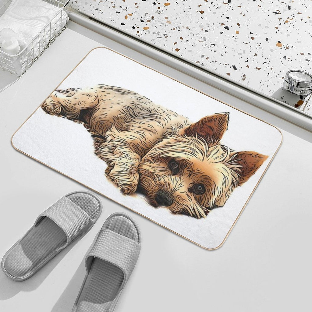 Yorkie Dog Laying Down  High-Traffic Bath Mat