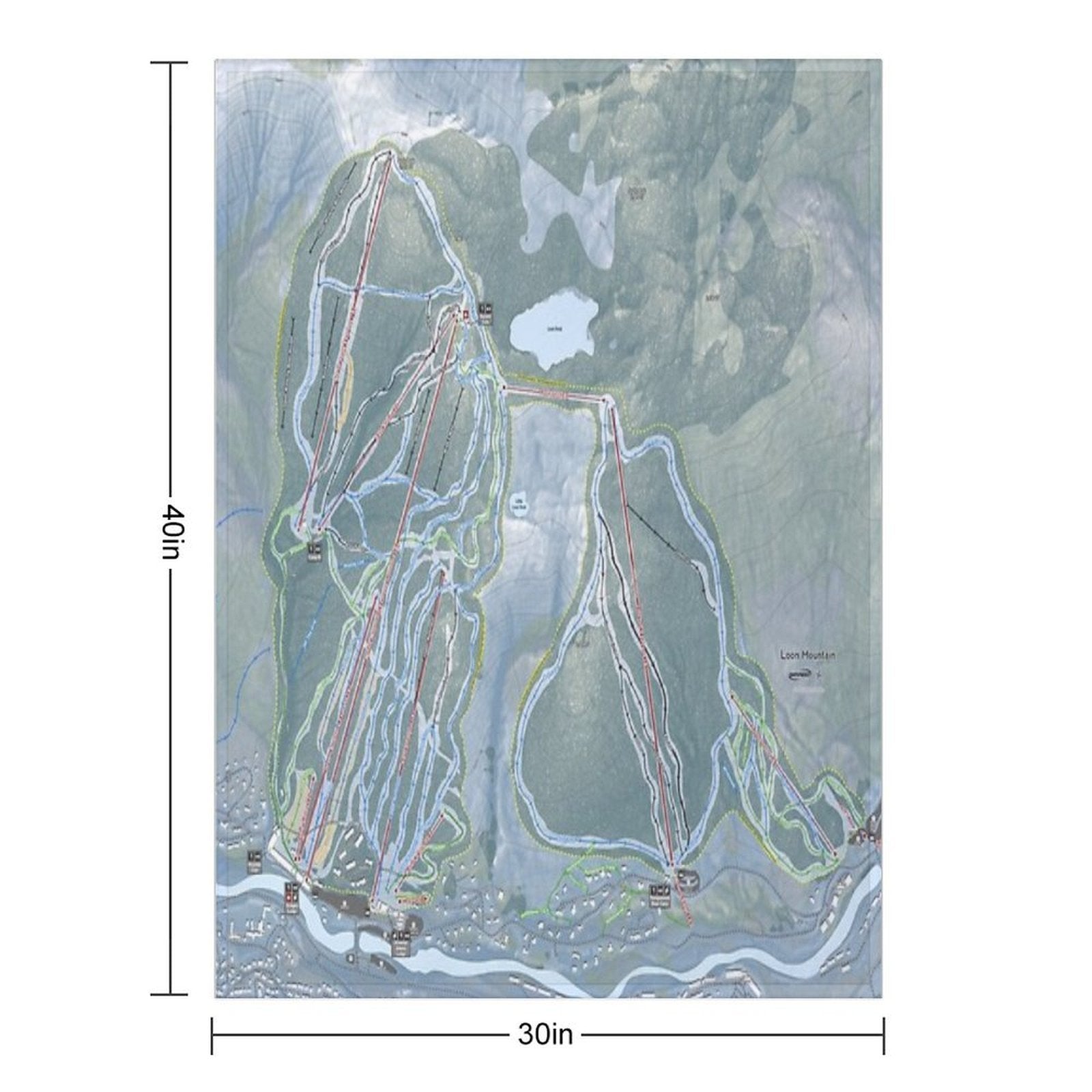 Loon Mountain Resort Trail Map Velvety-soft Throw Blanket