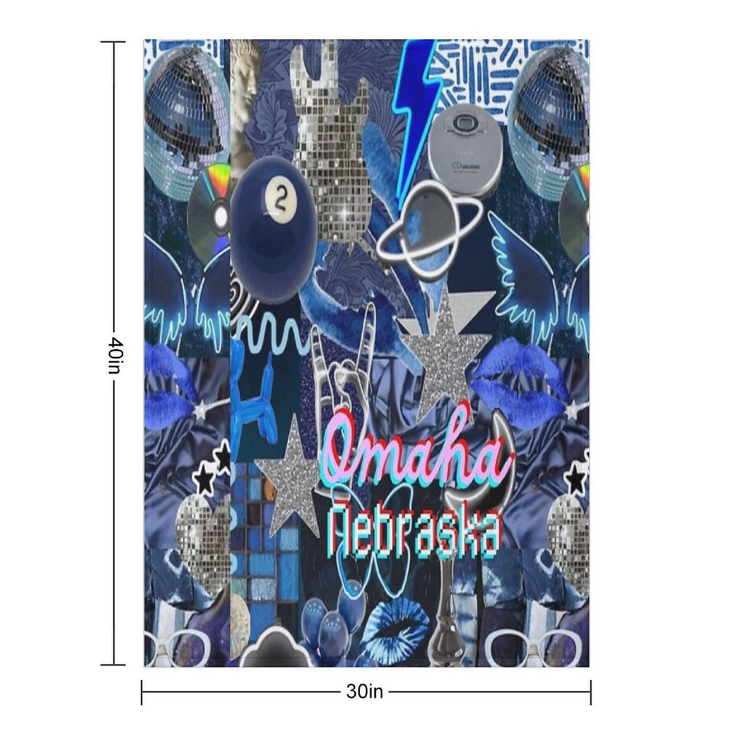 Omaha Nebraska COLLAGE Multi-functional Throw Blanket