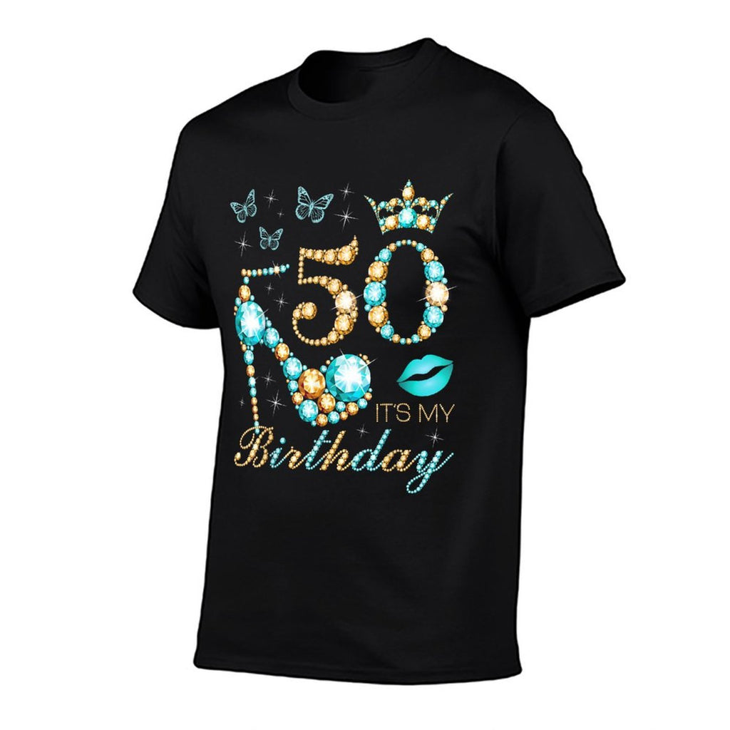 50th It's My Birthday, 50 Years Old, 50th Birthday Queen  Trendy Pattern T-Shirt