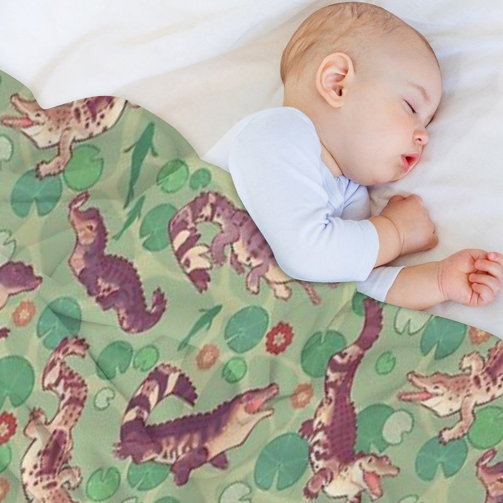 Crocodilians in Swampy Waters Sustainable Throw Blanket