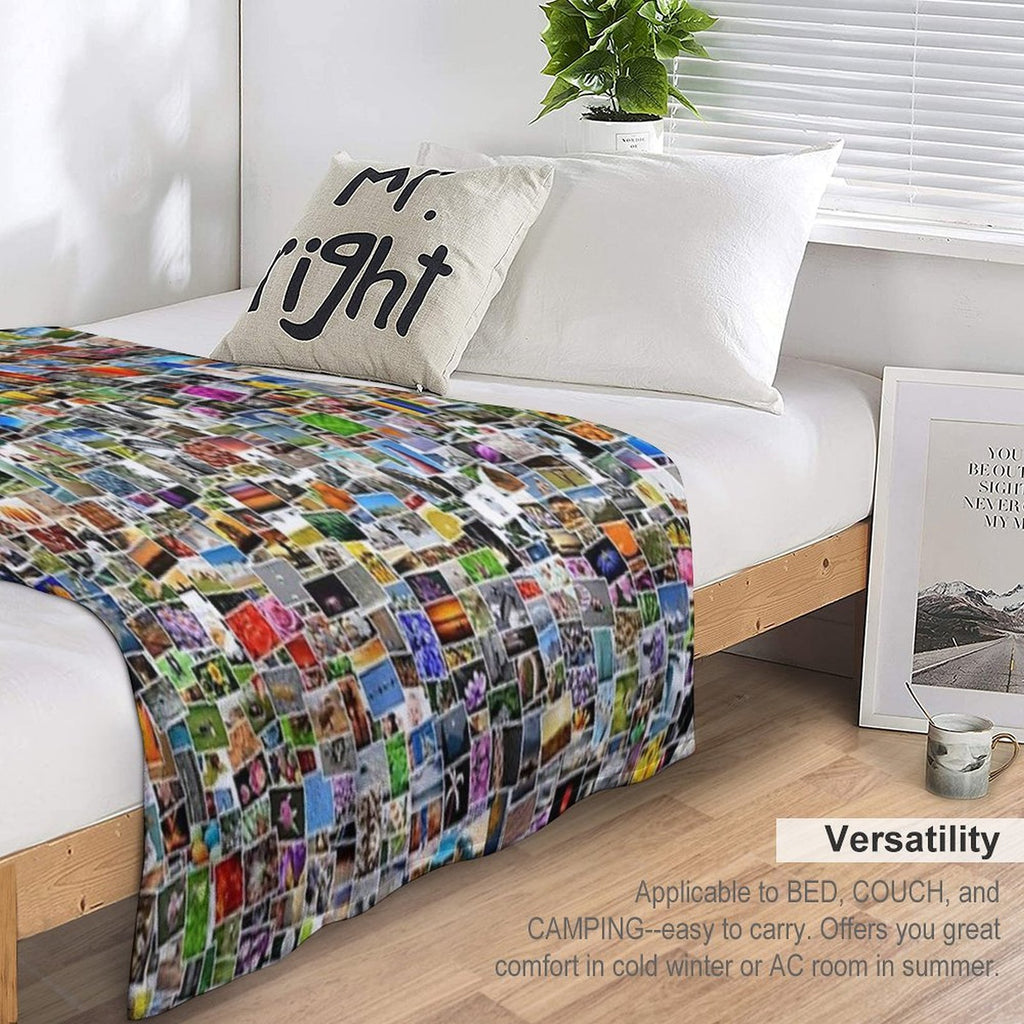 Art Abstract Retro Pattern Colorful Patchwork of Photos Gift-ready Throw Blanket