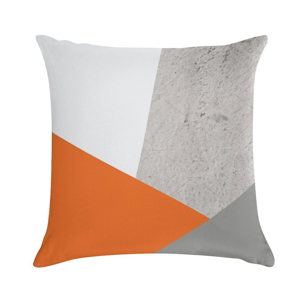 Grey Orange And Concrete Color Block Soft Easy Maintenance Throw Pillow