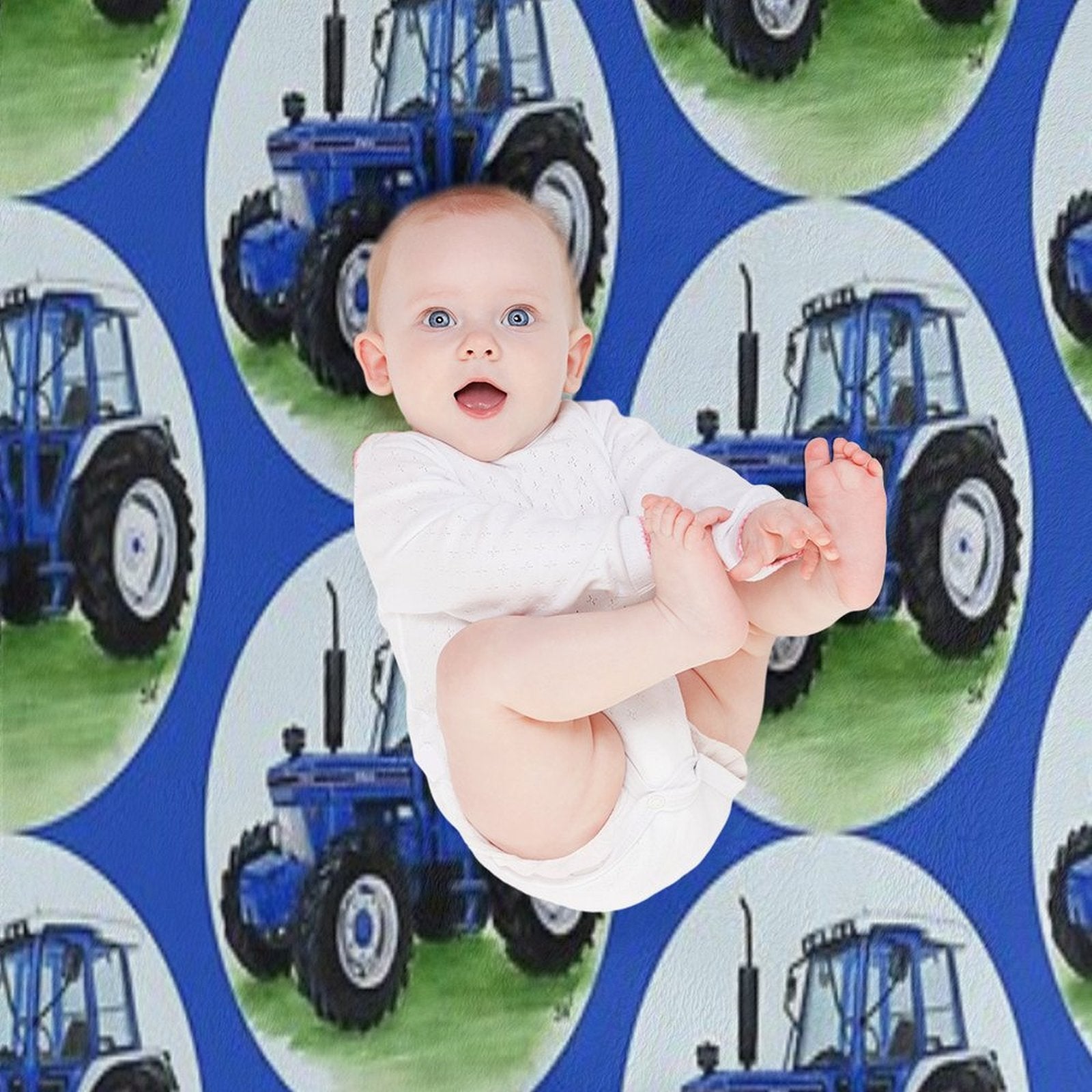 Blue Classic Tractor (blue Background) Wrinkle-free Throw Blanket