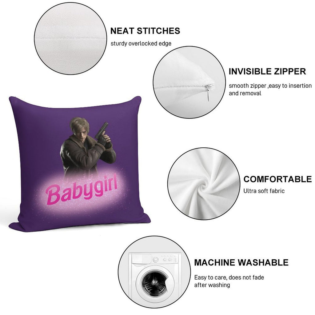 Leon Kennedy Babygirl Soft Short Plush Fabric Throw Pillow