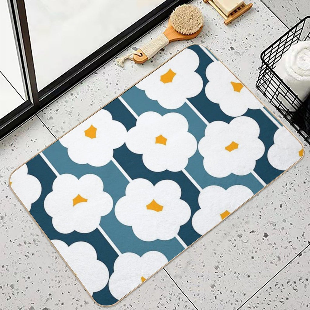 Joyful Abstract Floral Daisies Pattern  Eco-Friendly Bath Mat