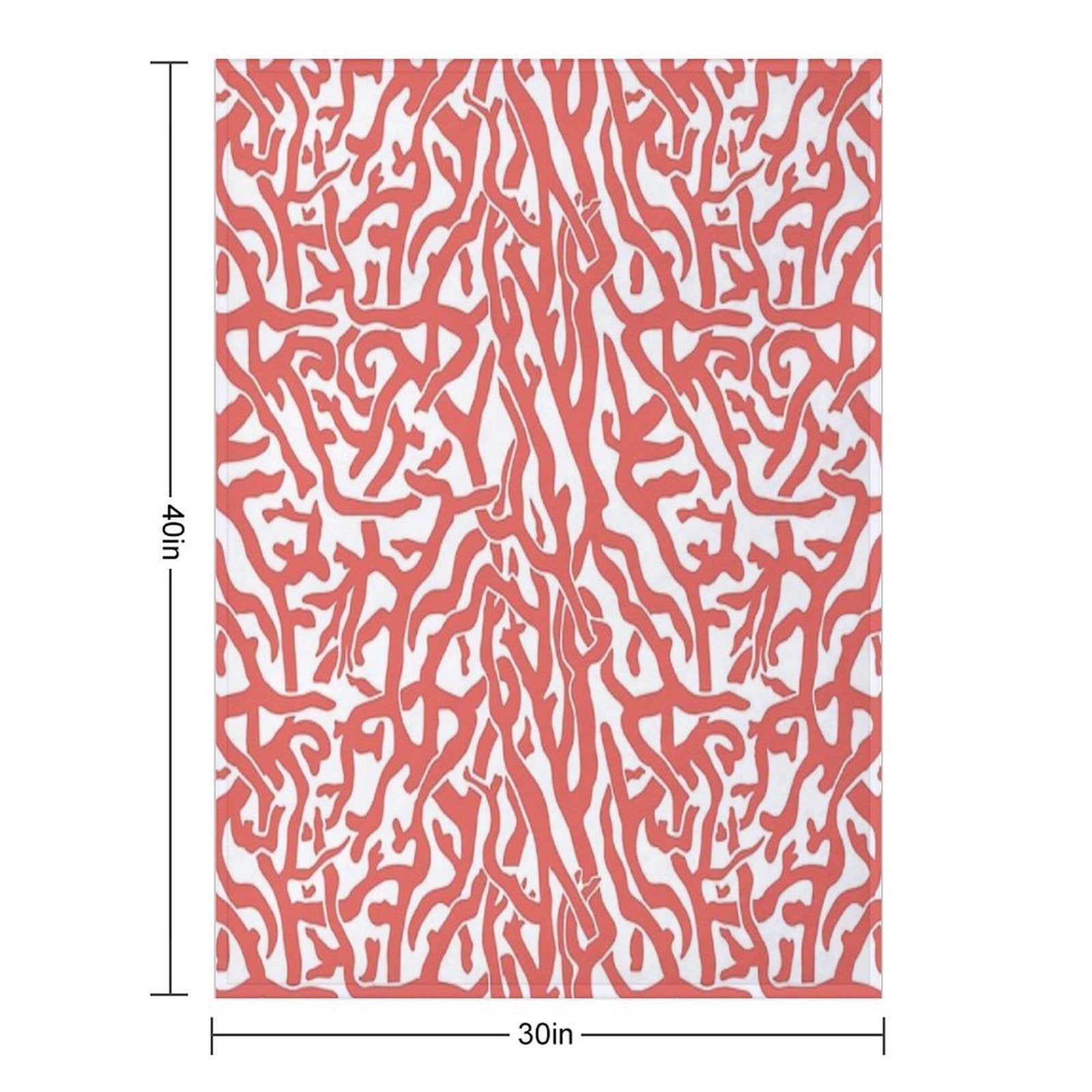 Coral Reef Pattern  Reddish Coral White Coastal Beach House Premium Throw Blanket